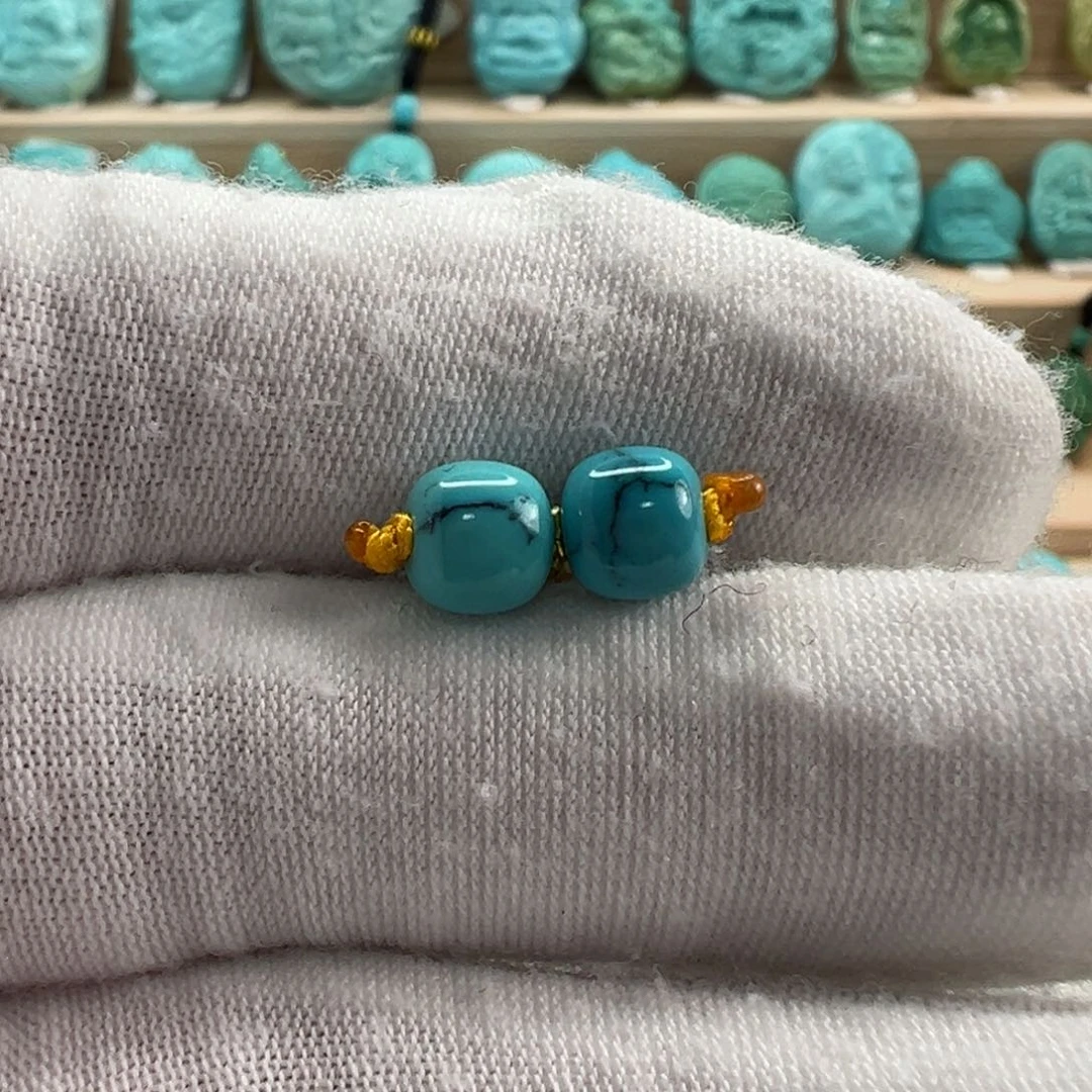 未镶嵌绿松石老型对珠6.5x5.8mm