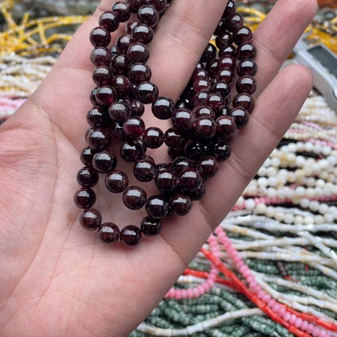 玛瑙/玉髓珠宝半成品未镶嵌一条装7mm+石榴石手串