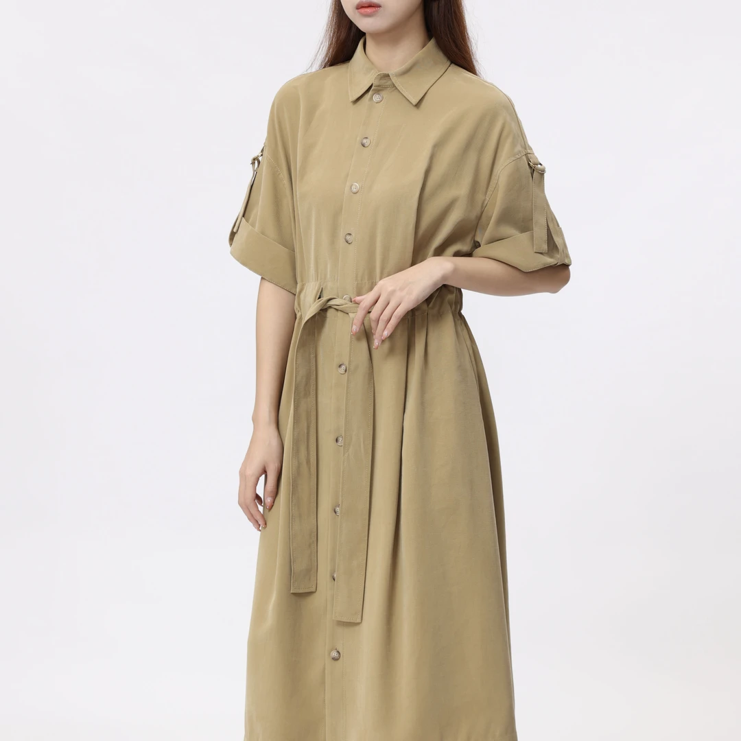 AMASS/阿玛施早春新款潮流时尚女装休闲工装式短袖连衣裙5500590