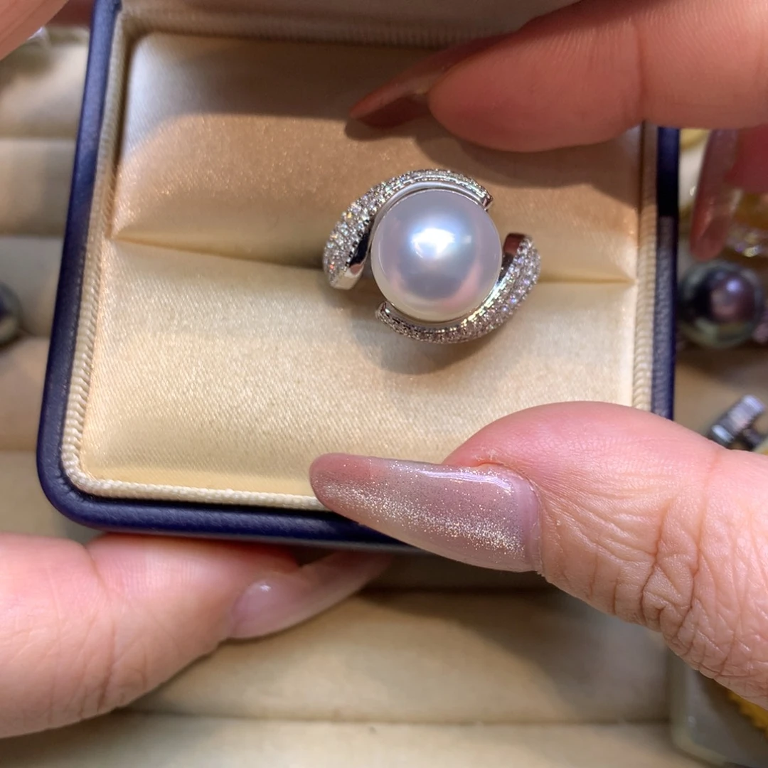 银S925镶嵌戒指海水珍珠