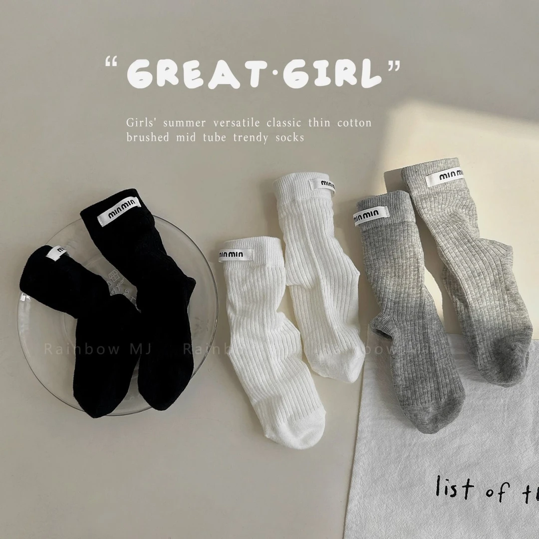 女童袜子春夏薄棉韩版超薄白色中筒袜女孩网眼透气卡丝袜潮夏天