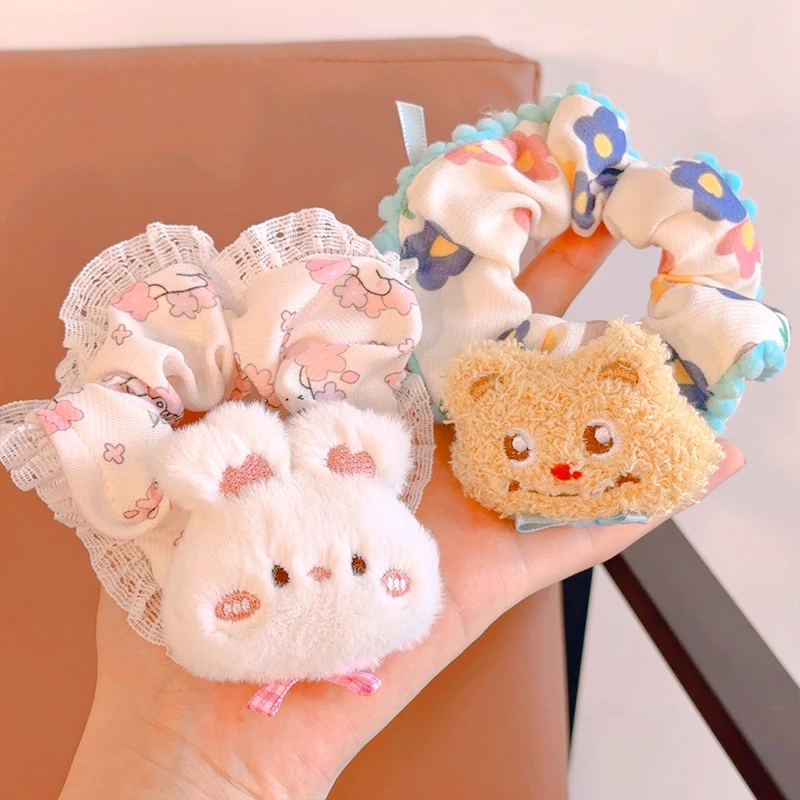 可爱黄油小熊发圈甜美少女卡通头绳新款大肠马尾头饰发饰