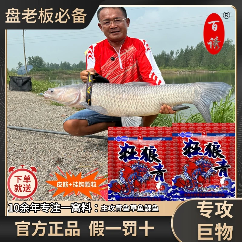 百诱狂狼青果味青鱼草鱼专用短颗粒野钓饵料重窝狂浪青颗粒二代
