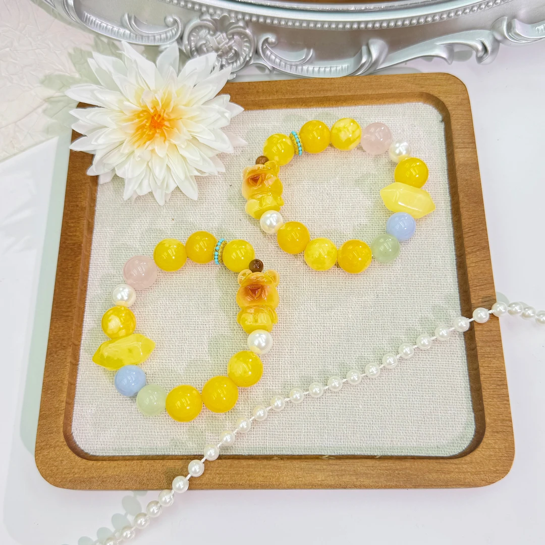 「莱玺」天然水晶多宝搭配二D蜜蜡多样性发一【预售】