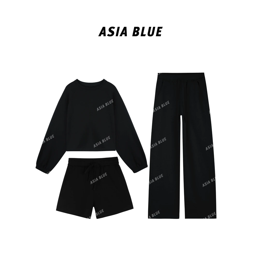 【ASIA BLUE】 · 索罗 ·2025春索罗娜毛边卫衣休闲裤三件套装S24-07