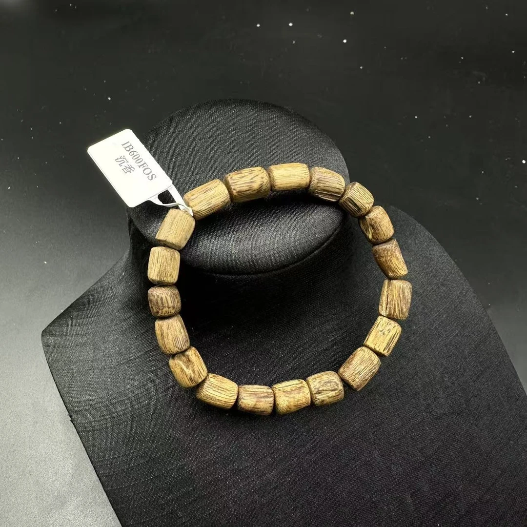 金丝糖结白奇楠树心软油桶珠沉香珠串DBZ043 6.99克（8.7*12.6mm）