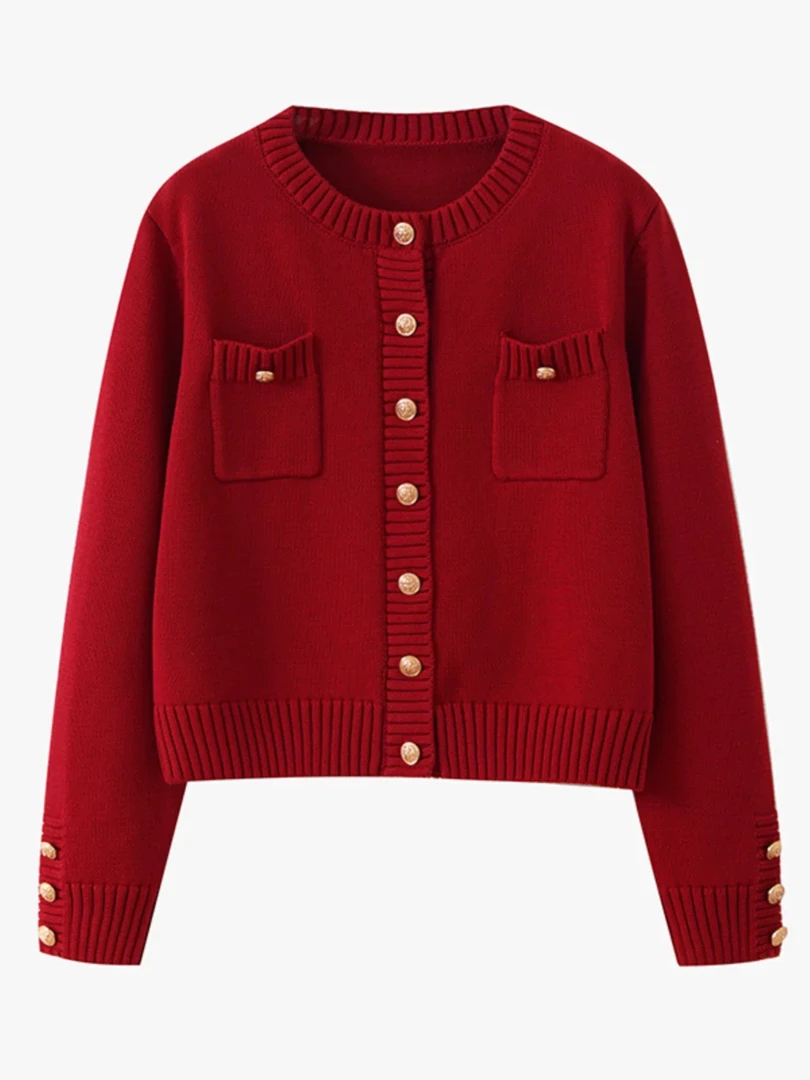 A（1341-1350）洋气百搭时尚宽松秋冬提花开衫小香风春秋短款复古