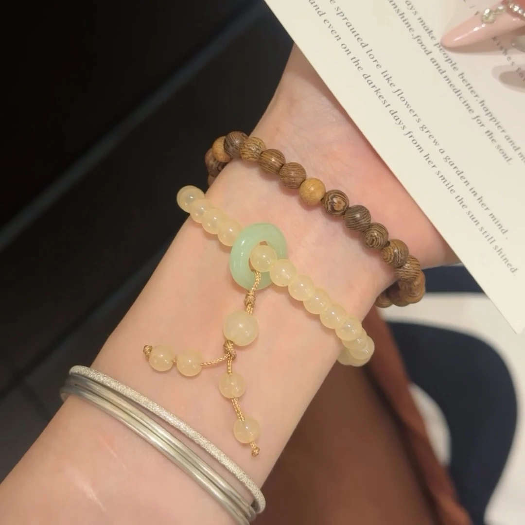 合金树脂手链 新中式复古天青冻跑环双圈叠戴手链男女款国风礼物