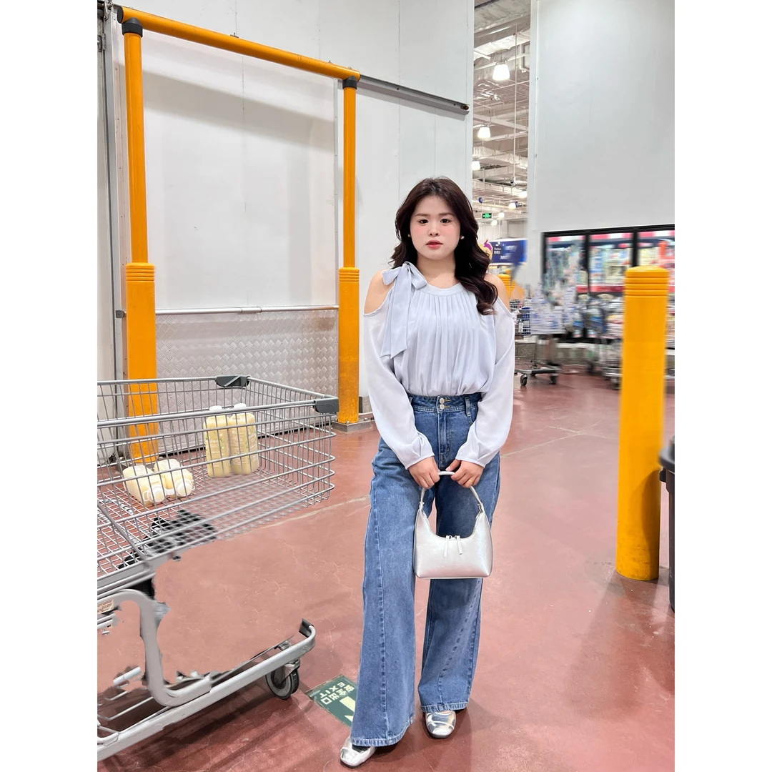 【青苍】【半岛画廊】大头婷微胖定制秋季新款高腰微喇牛仔裤长裤