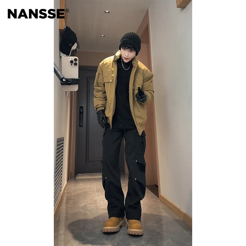 序77轻骑兵bomber休闲立领短款棉服男冬季廓形飞行夹克棉衣外套潮