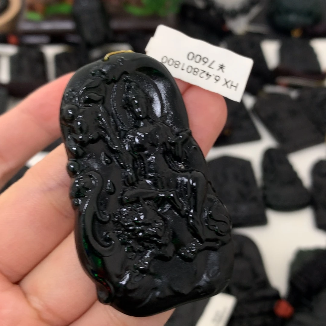 天然缅甸a货钢琴黑挂件