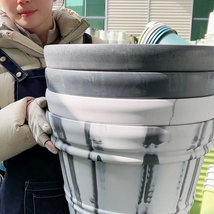 塑料瑕疵仿陶40口灰白2灰黑2无托