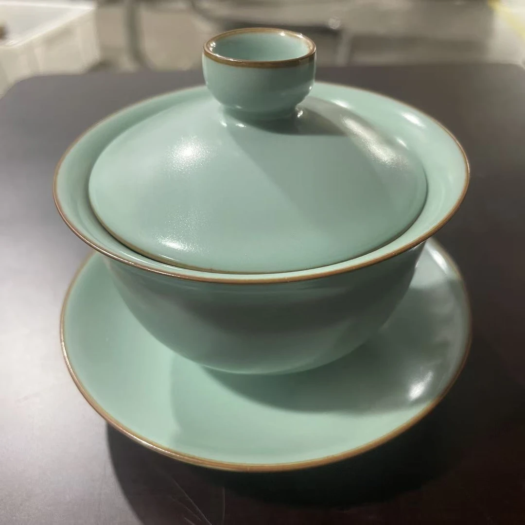 天青元宝盖碗-底款墩道-150ML-AA604