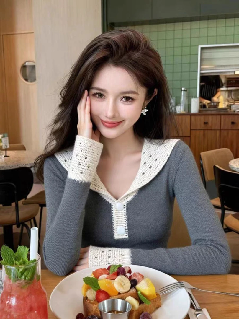 （看姐妹预约人数上新款式）新款韩版灰色拼色针织外套