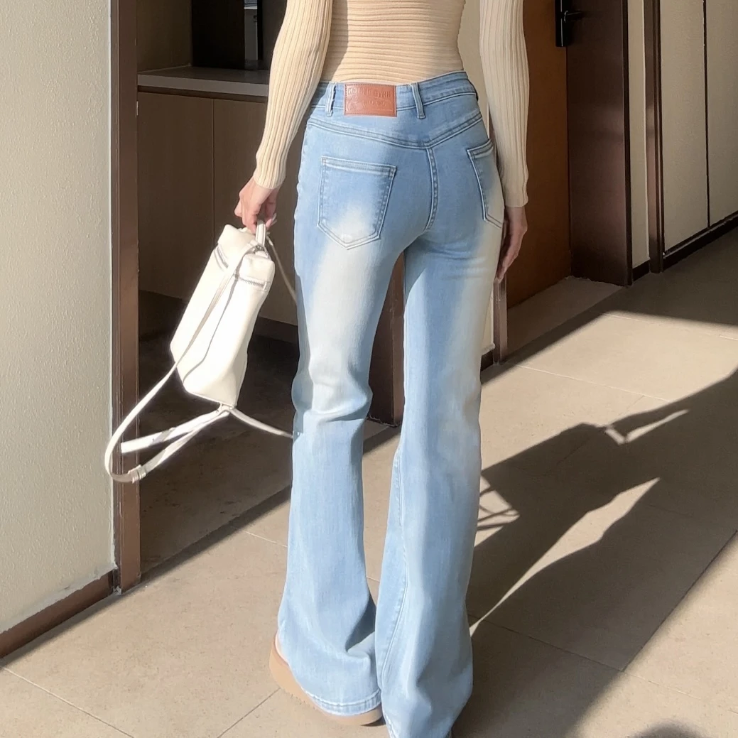 【Q】中低腰微喇拖地堆叠喇叭裤2025新款百搭显瘦长裤Q254005