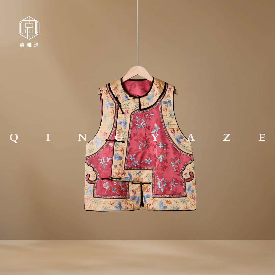 桃嘉！重磅真丝香云纱重工刺绣马甲！GZ5790