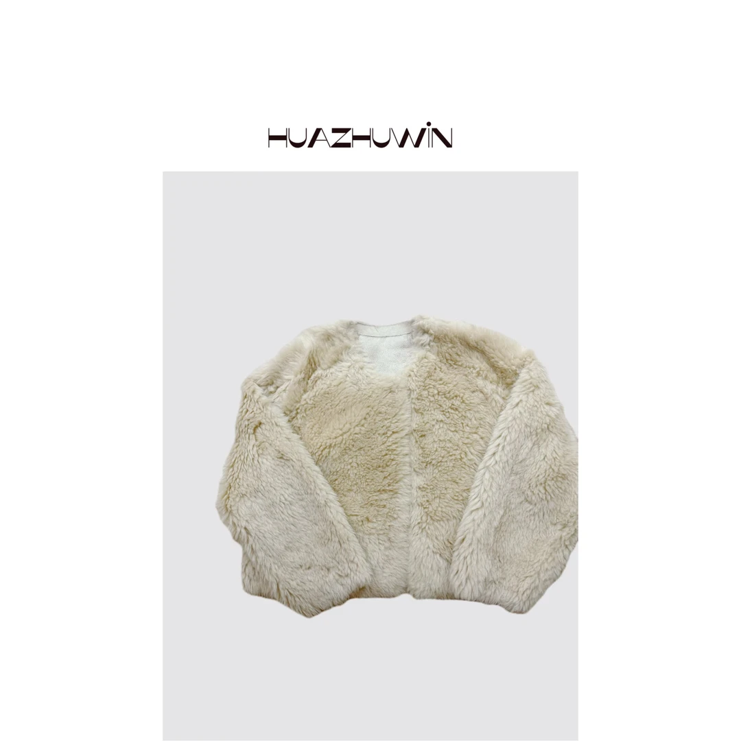 HZ-香槟色100羊毛长毛加厚外套