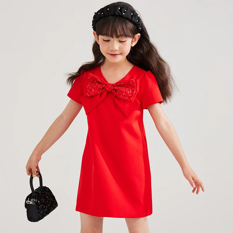 [商场同款]EP雅莹童装2025春女童新款蝴蝶结千金风连衣裙礼服裙