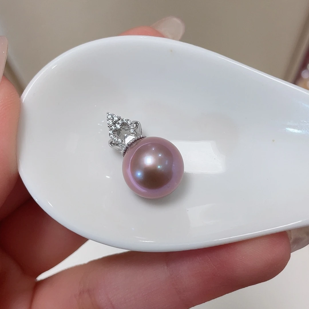淡水珍珠银S925镶嵌吊坠(不含链)
