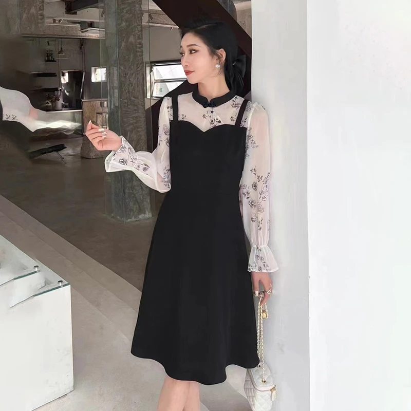 宝藏衣橱2024新款拼接国风连衣裙时尚显瘦7427