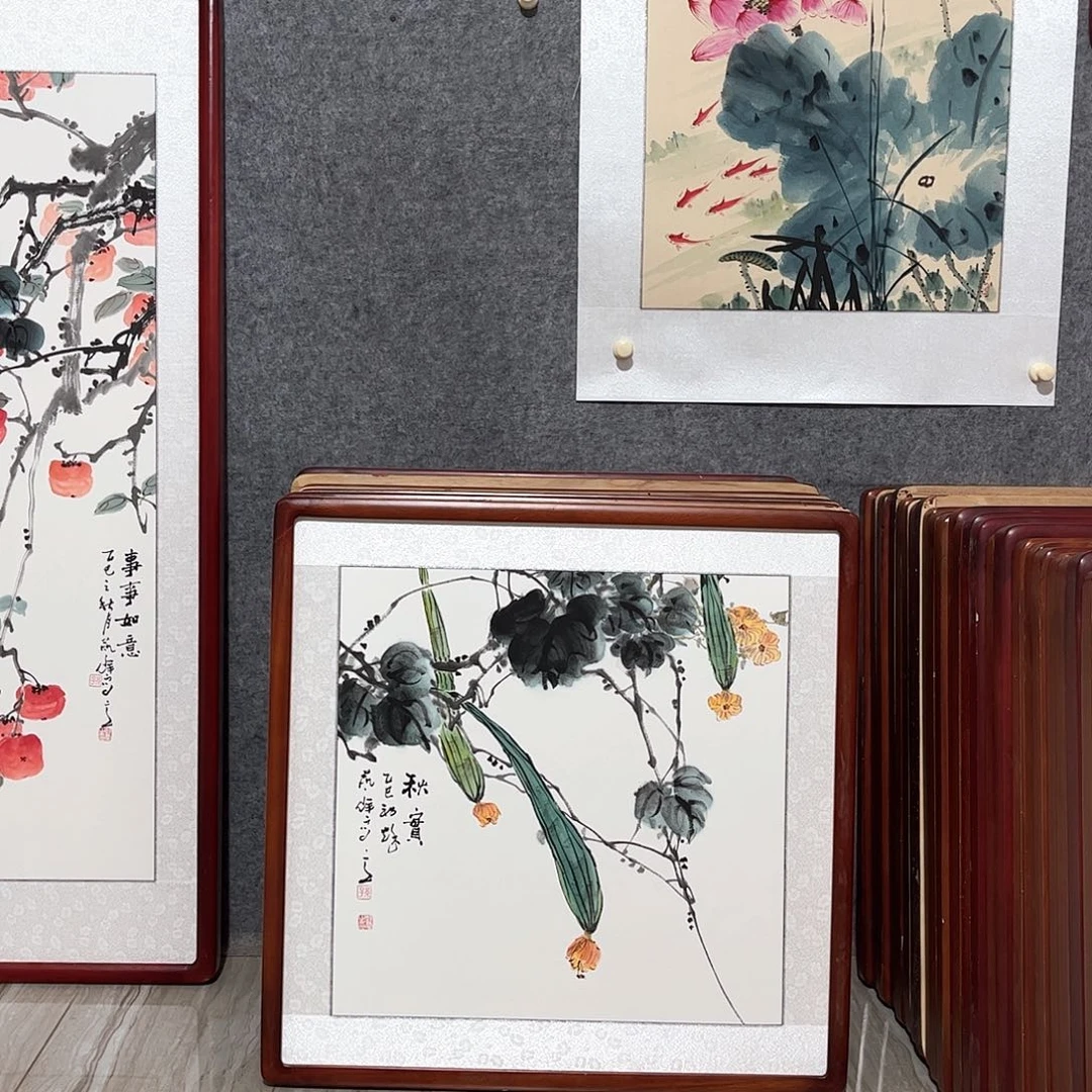 国画书画作品带框63×63