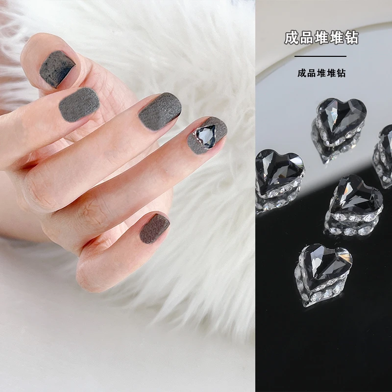 美甲钻饰品正品华子成品堆堆钻立体4809小歪心8*7.5手工堆钻精致
