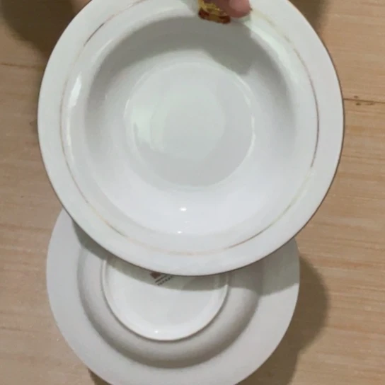瓷片陶瓷陶瓷8英寸深盘2个金镶玉果红叶