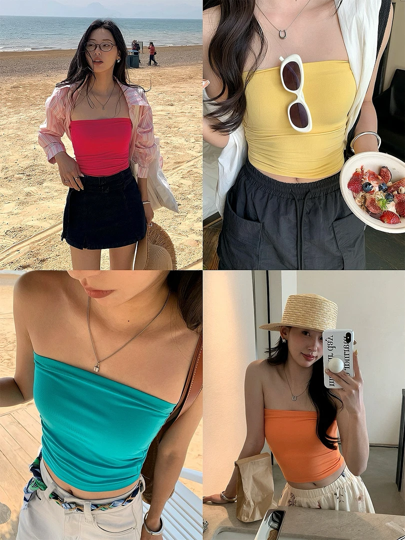 韩系风修身型130g性感韩式风修身吊带背心内搭打底设计感纯欲夏季