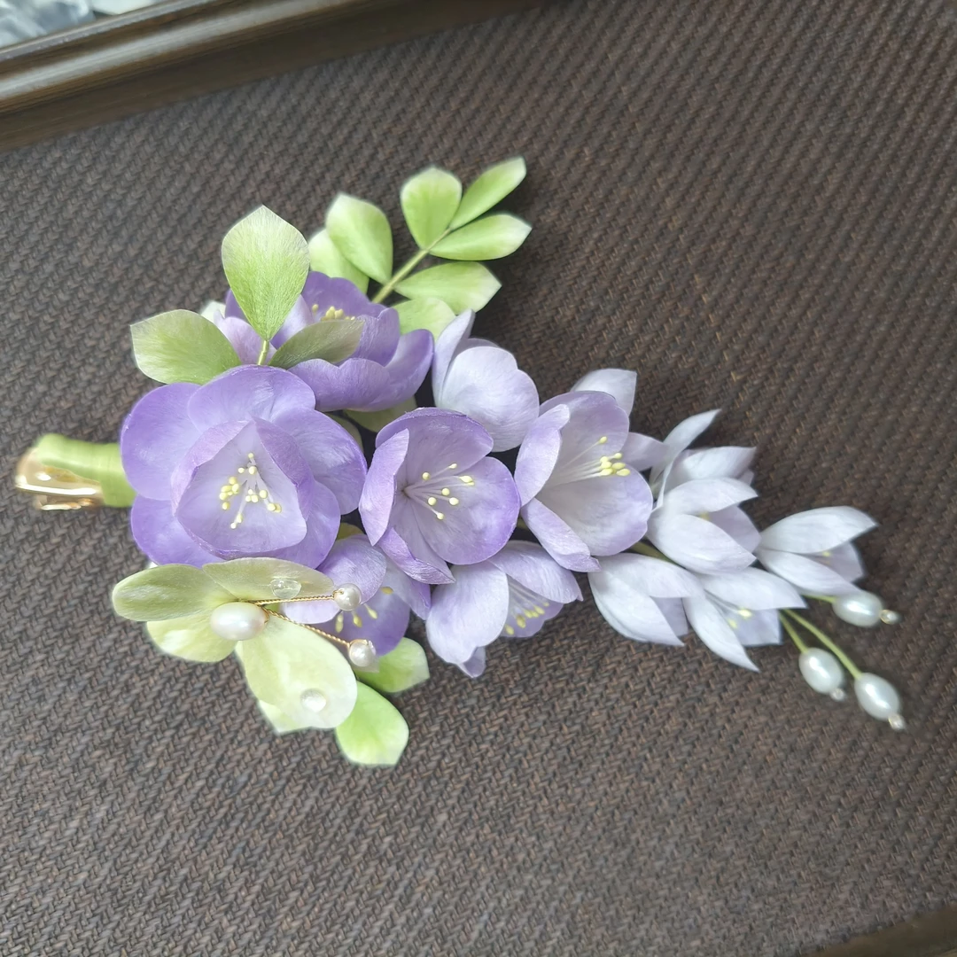 洋槐花非遗绒花边夹半批发夹子手工艺品南京绒花