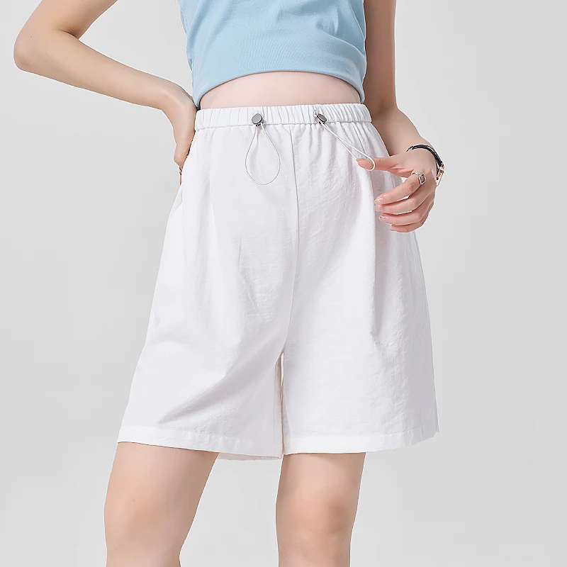 孕妇短裤夏季外穿女薄款运动阔腿裤夏天白色五分休闲直筒裤子夏装