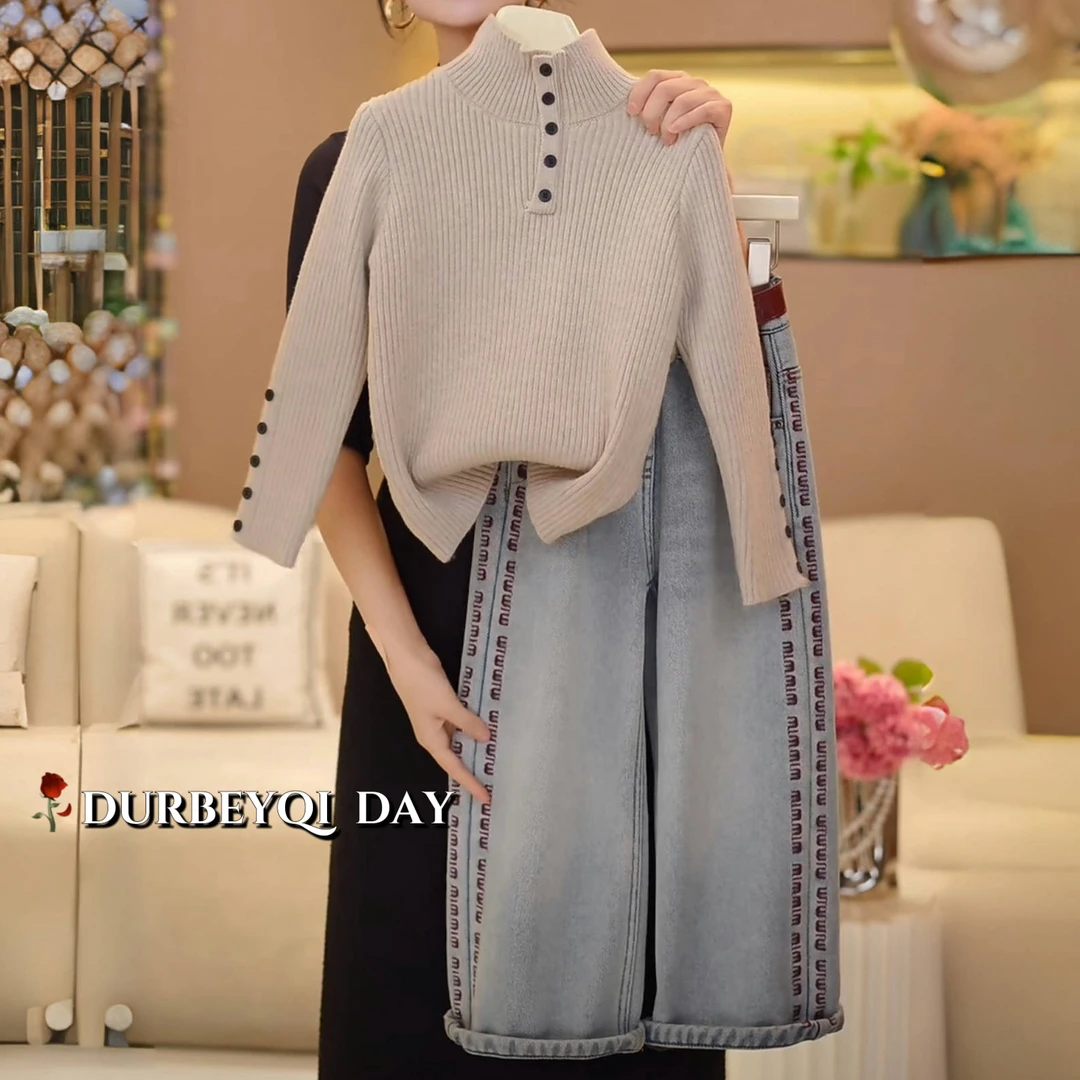 女童2025冬季新款韩版纯色加厚百搭圆领毛衣4990