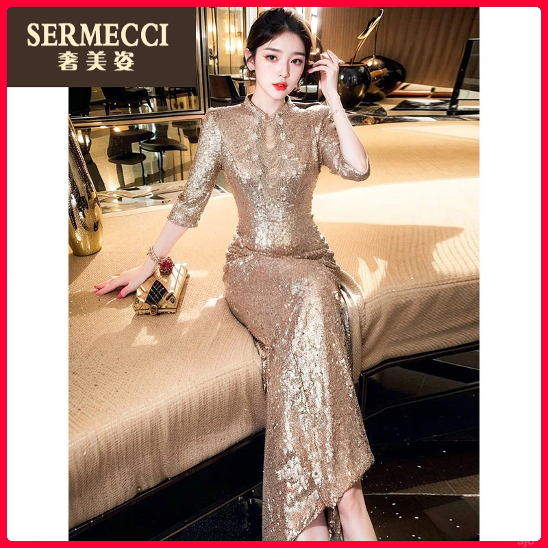 上档次减龄奢美姿爆款裙子2025春秋优雅轻奢高级感连衣裙