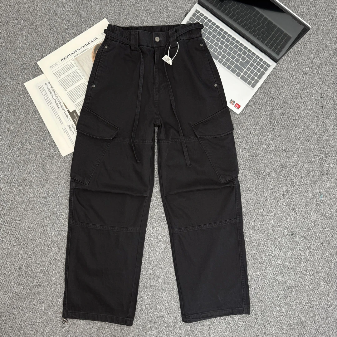 秋季爆品洗水纯色男士工装裤脚口抽绳设计百搭万能腰头立体口袋