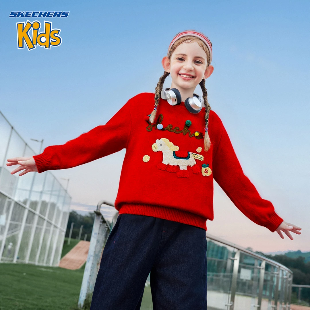 【HZ】SKECHERS斯凯奇童装新款毛衣运动休闲百搭毛衣H425G286