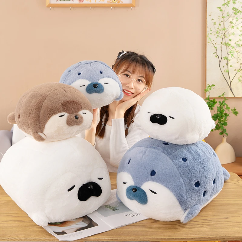 可爱海豹毛绒玩具陪睡公仔柔软抱枕情人节生日礼物情侣布娃娃