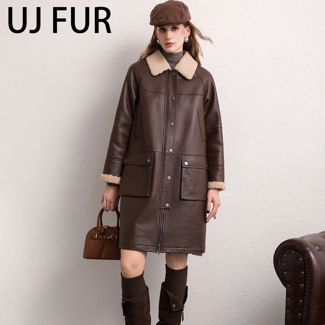 BC同款西班牙进口美利奴皮毛一体女冬季2025新款宽松长款皮草外套