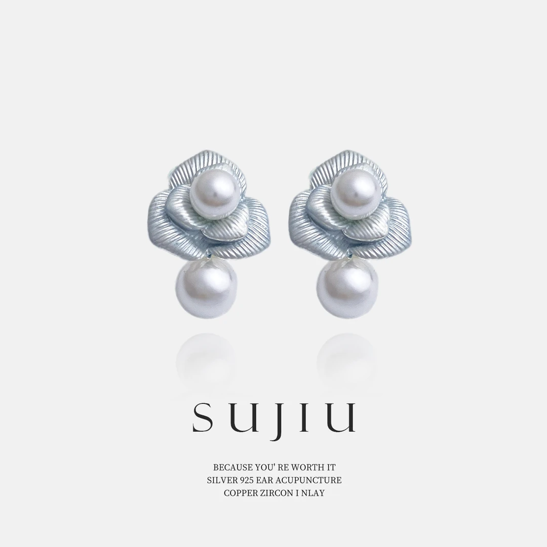 铜合金耳饰 SUJIU 925银针【斑斓】法式手工时尚耳钉耳环耳坠7080