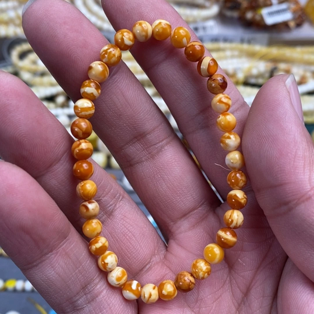 琥珀裸石未镶嵌妖孽手串5+
