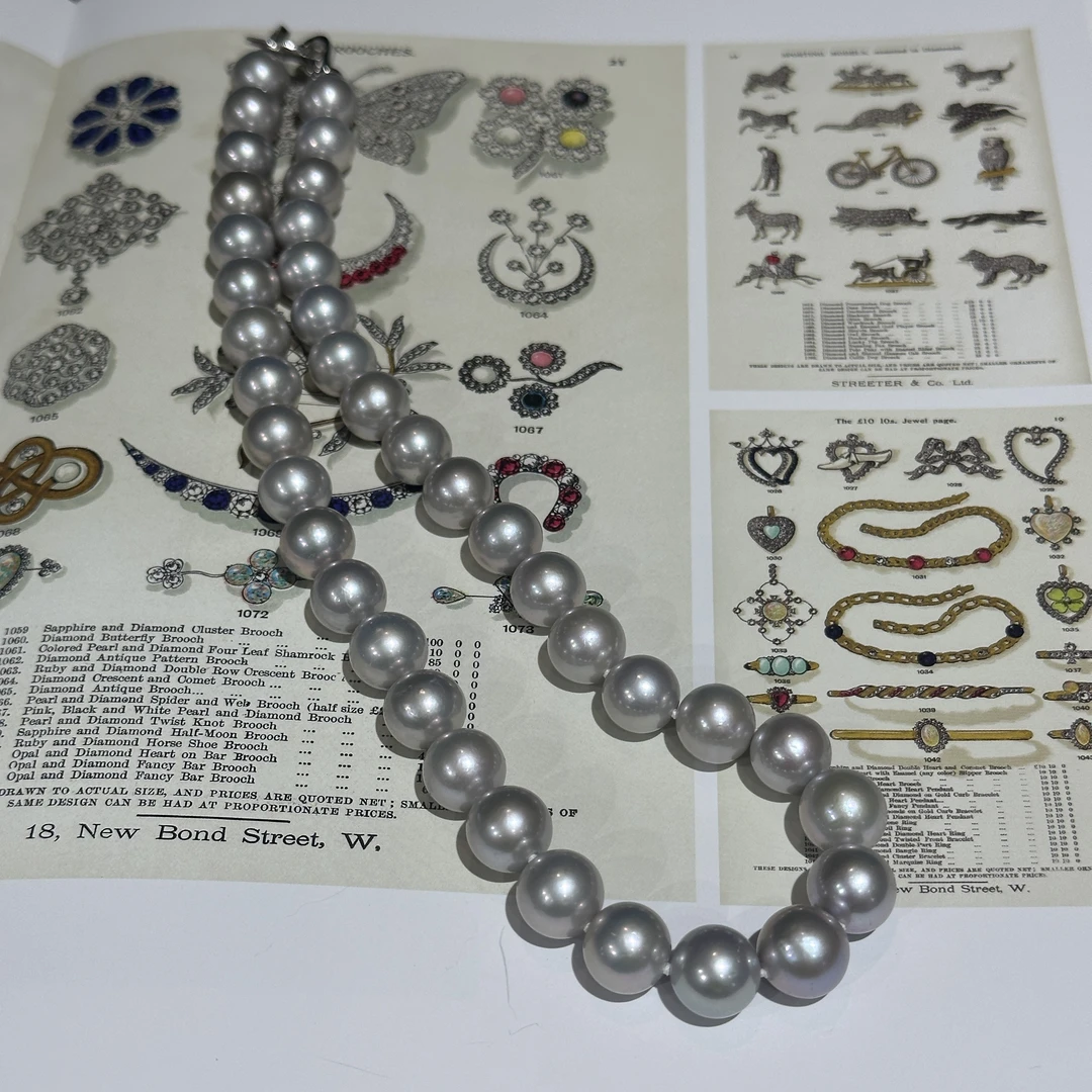 珍珠项链  日本极亮光银灰色珠珠项链 9-10mm ZB251208