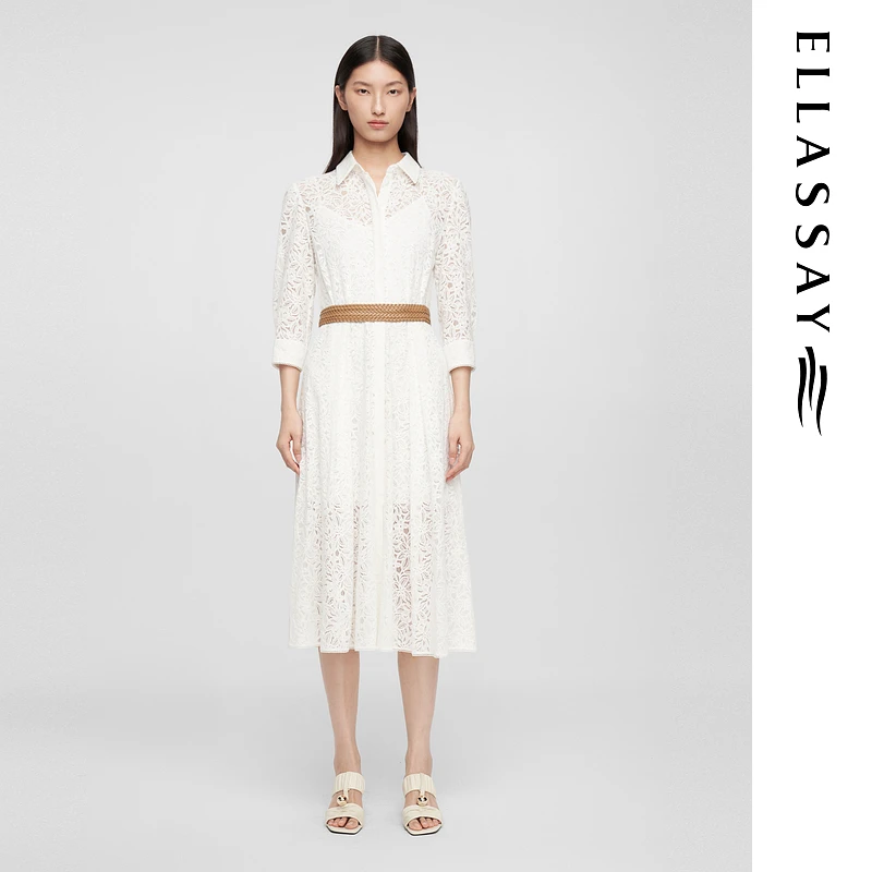 ELLASSAY歌力思2025春夏新款优雅气质蕾丝连衣裙女EWE361Y14300