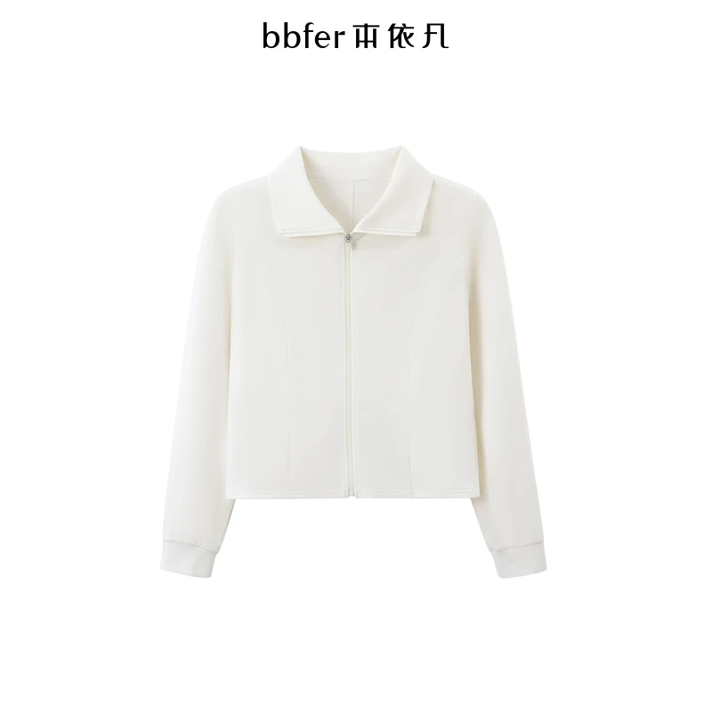 本依凡女装春款翻领短外套WYSWT0155拉链款纯色百搭微收腰