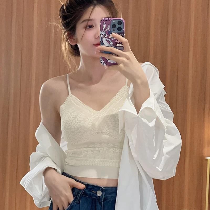 冰丝吊带背心女内搭新款内衣女修身美背抹胸外穿裹胸蕾丝短上衣