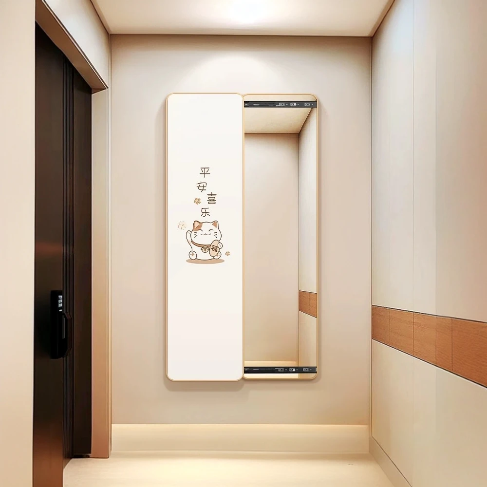 超薄圆角隐藏式全身镜隐形推拉穿衣镜暗藏可关闭装饰画试衣镜