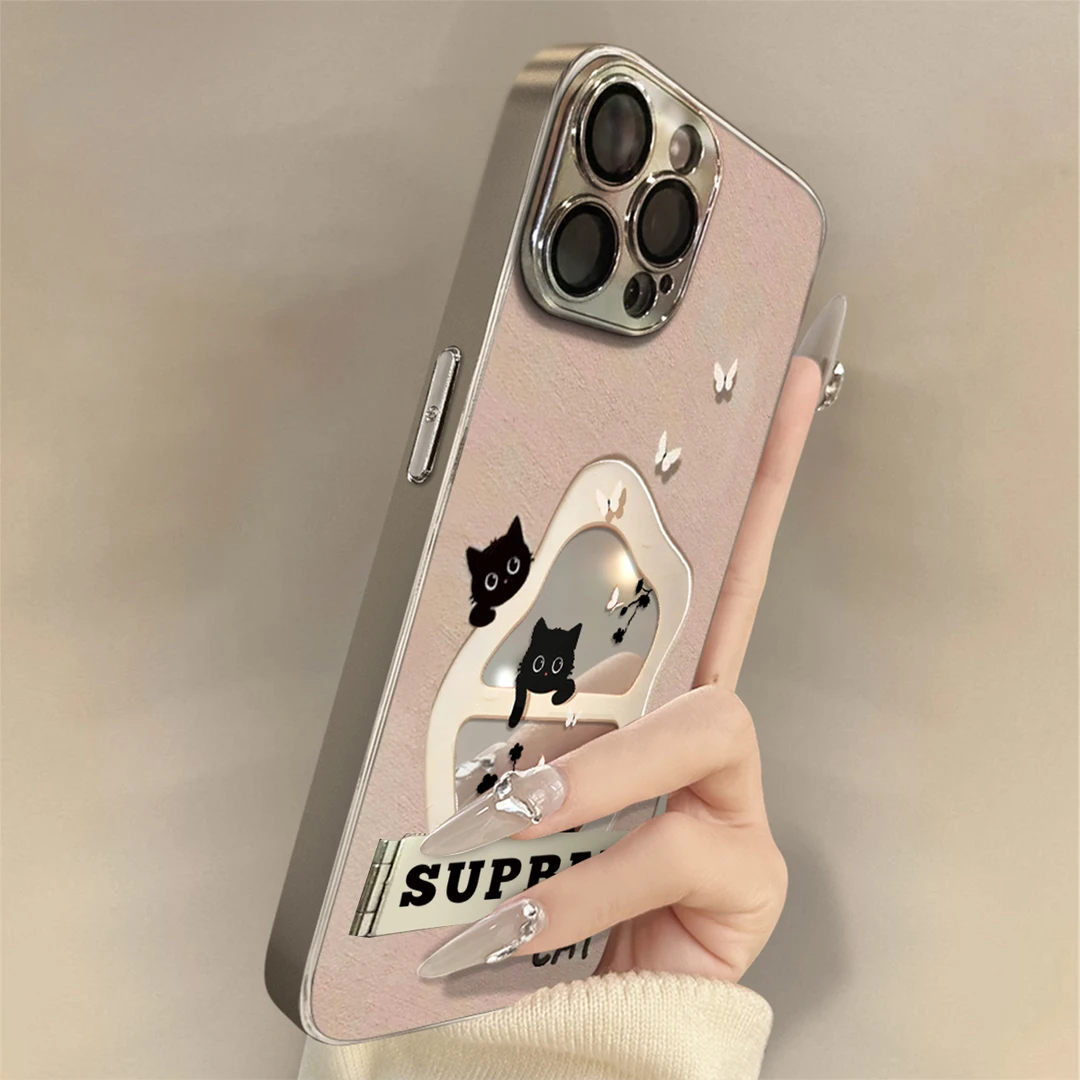 古风猫咪适用苹果16Promax手机壳iPhone华为oppo小米vivo镜面套