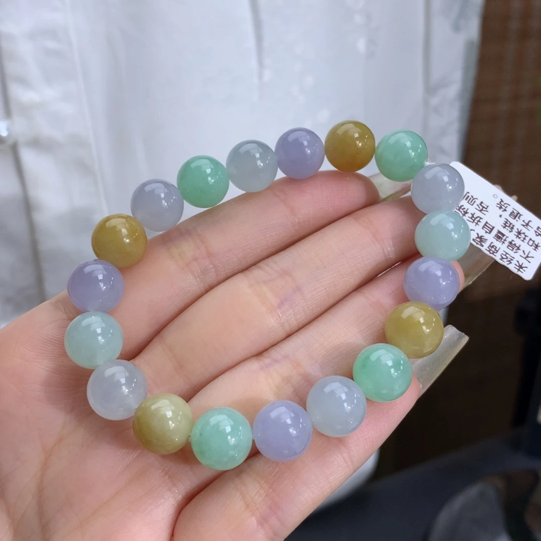 翡翠手链未镶嵌卡10冰润胶多宝