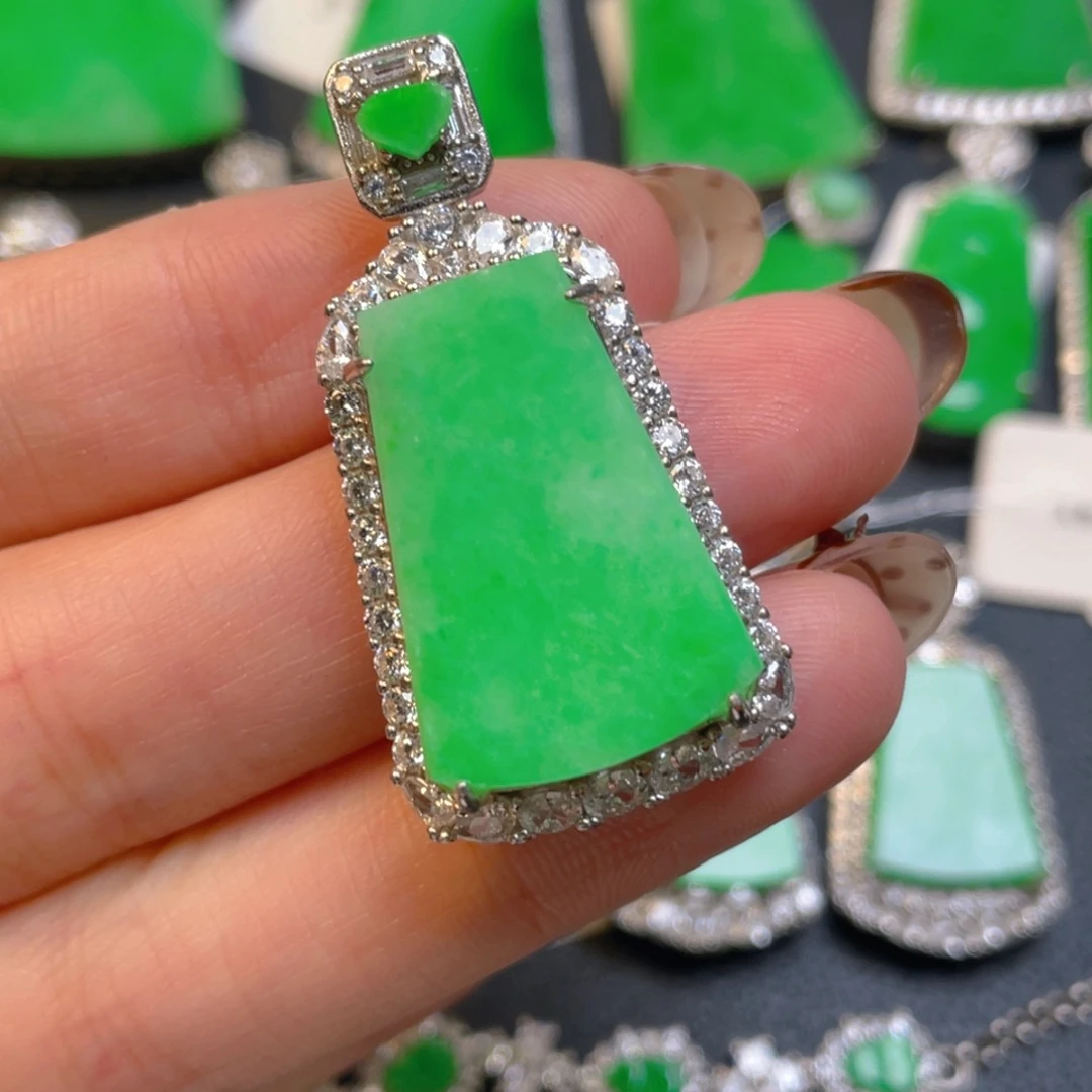 翡翠银S925镶嵌吊坠(不含链)