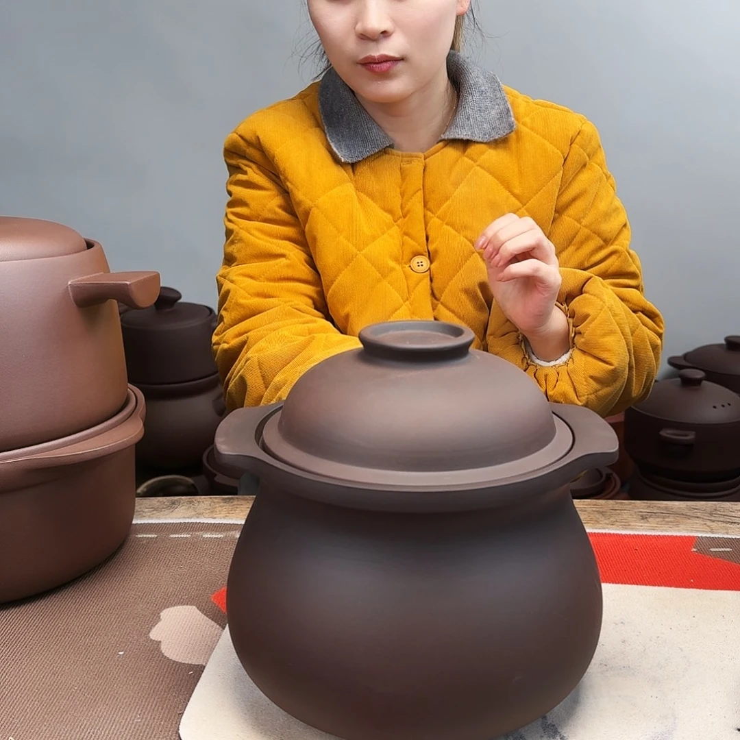 紫砂砂锅4升微微瑕柴烧