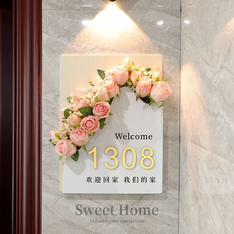 门牌号发光家用新款门口号码牌和感应灯入户门门牌入户门装饰