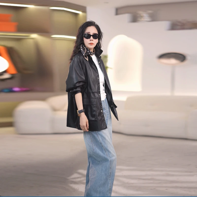 春秋新款显瘦皮衣夹克休闲时尚皮衣女装百搭春季常规款801