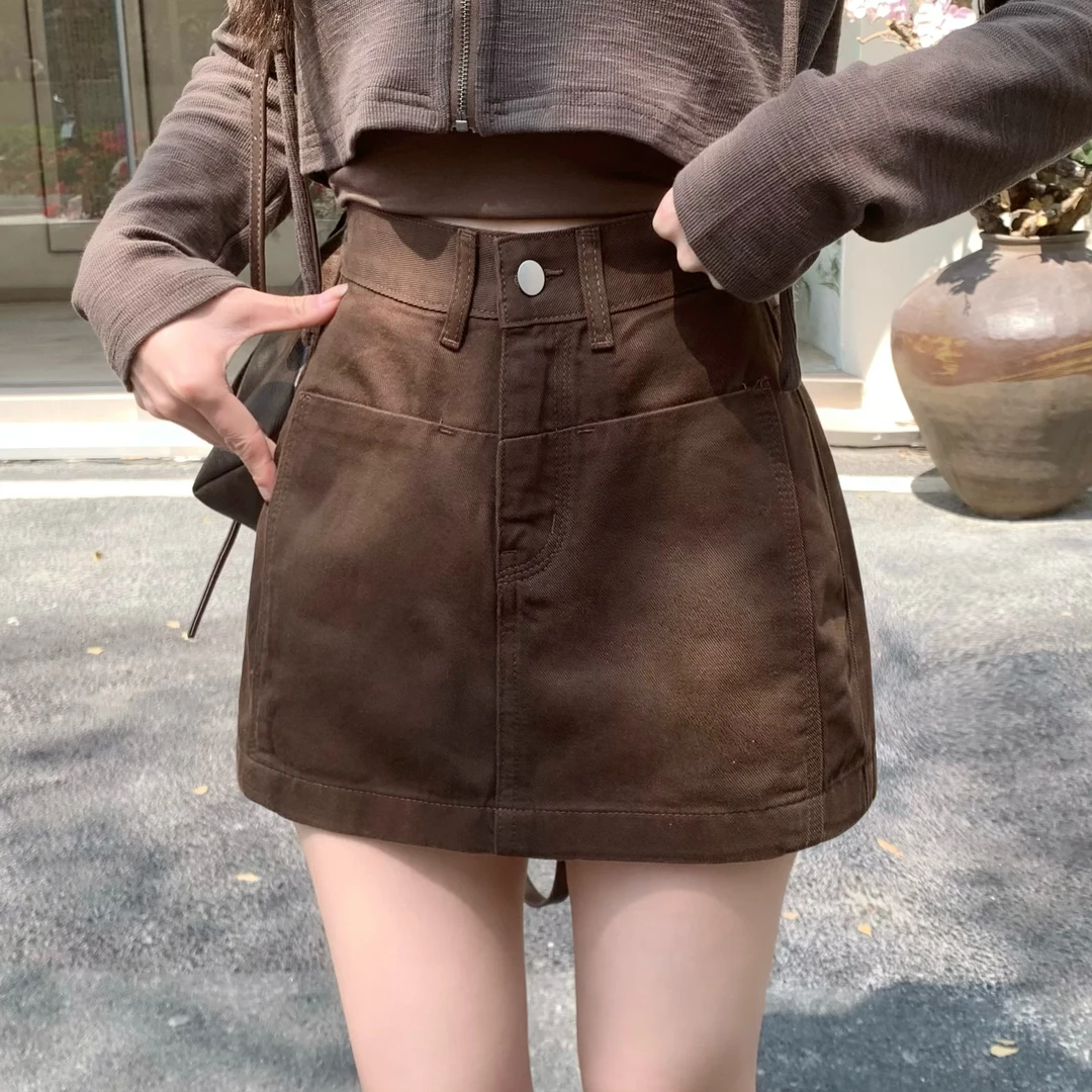 【小七家】早春上新 时尚设计感中高腰显高显瘦防走光裤裙DM9037